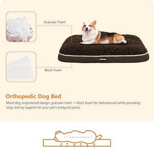 HMTOPE Orthopädisches Hundebett, Hundematte im Doppelstock-Design, Waschbar Hundekissen, Abnehmbar Hundekorb, 90 cm für Kleine bis Mittelgroße Hunde, Braun