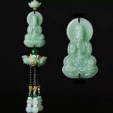 Guanyin Buddha Kwan yin Car Charm, Jade Rearview Mirror Hanging Ornament