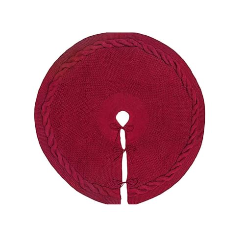 36 Inch Knitted Christmas Burgundy Tree Skirt for 5-6 FT Tree Decorations