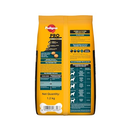 Image of Pedigree PRO Senior (7+ Years) Dry Dog Food, 3 kg, High-Protein Dog Food, Expert Nutrition with 33%* More Nutrients