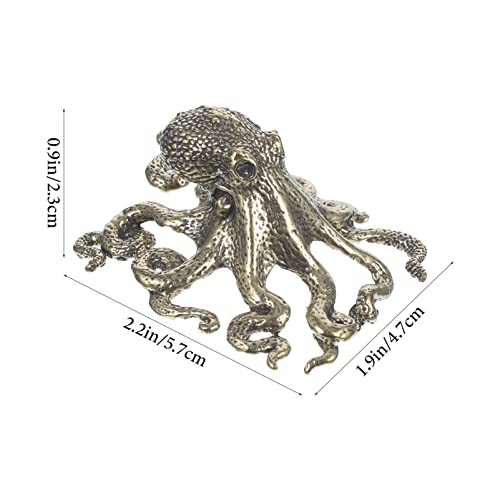Wakauto 07T14BY15DQ Chinese Brass Octopus Statue Figurines Animal Sculpture Collectibles Desktop Ornaments Fengshui Home Office Decor thumb #3