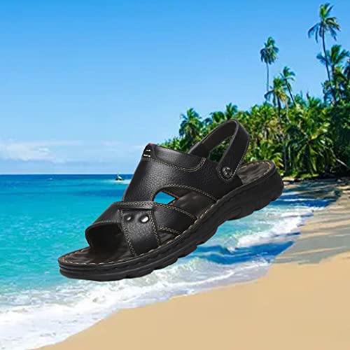 Genuine Leather Men's Sandals Top Layer Cowhide Men Casual Beach Shoes Outdoor Sandals Man Sandale Homme Sandalias(38)2