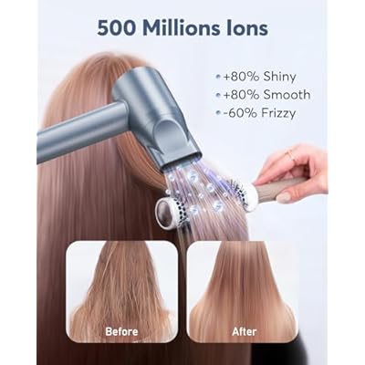 Hair Dryer - Bopcal Ionic Blow Dryer with Concentrator for All Hair Types,110000 RPM High-Speed Fast Drying Lightweight and Quiet, 200 Million Negative Ions Dryer with Thermo-Control (1500w)