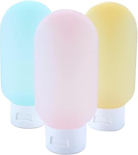 طقم برطمانات سفر من زوزي، 3 قطع، زجاجات سفر قابلة لإعادة الملء، 60 مل، متعددة الألوان، حاويات مستحضرات تجميل مانعة للتسرب للسوائل والكريمات