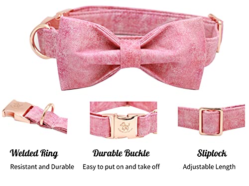 Image of Elegant little tail Pink Colorful Dog Collar, Comfortable Dog Collar with Bow Adjustable Soft Bow tie Dog Collars for Small Dogs
