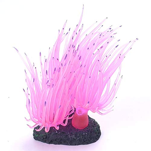 Podazz Plante d'Aquarium Artificielle Décoration pour Aquarium, Corail Artificiel en Silicone pour Aquarium, Rose