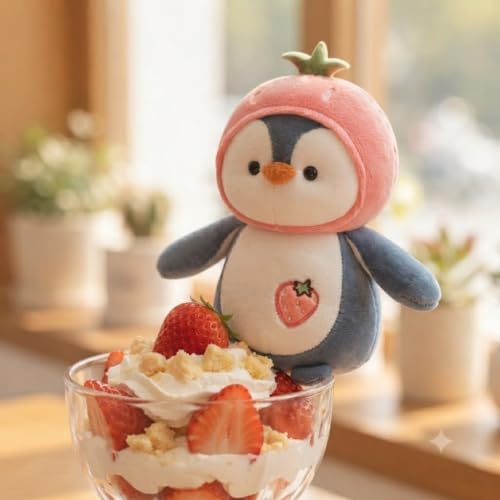 Image of Storescent Stuffed Animal Cute Plush Toy - Hugging Plush Squishy Pillow Toy Gifts (Penguin with Pink Cap)