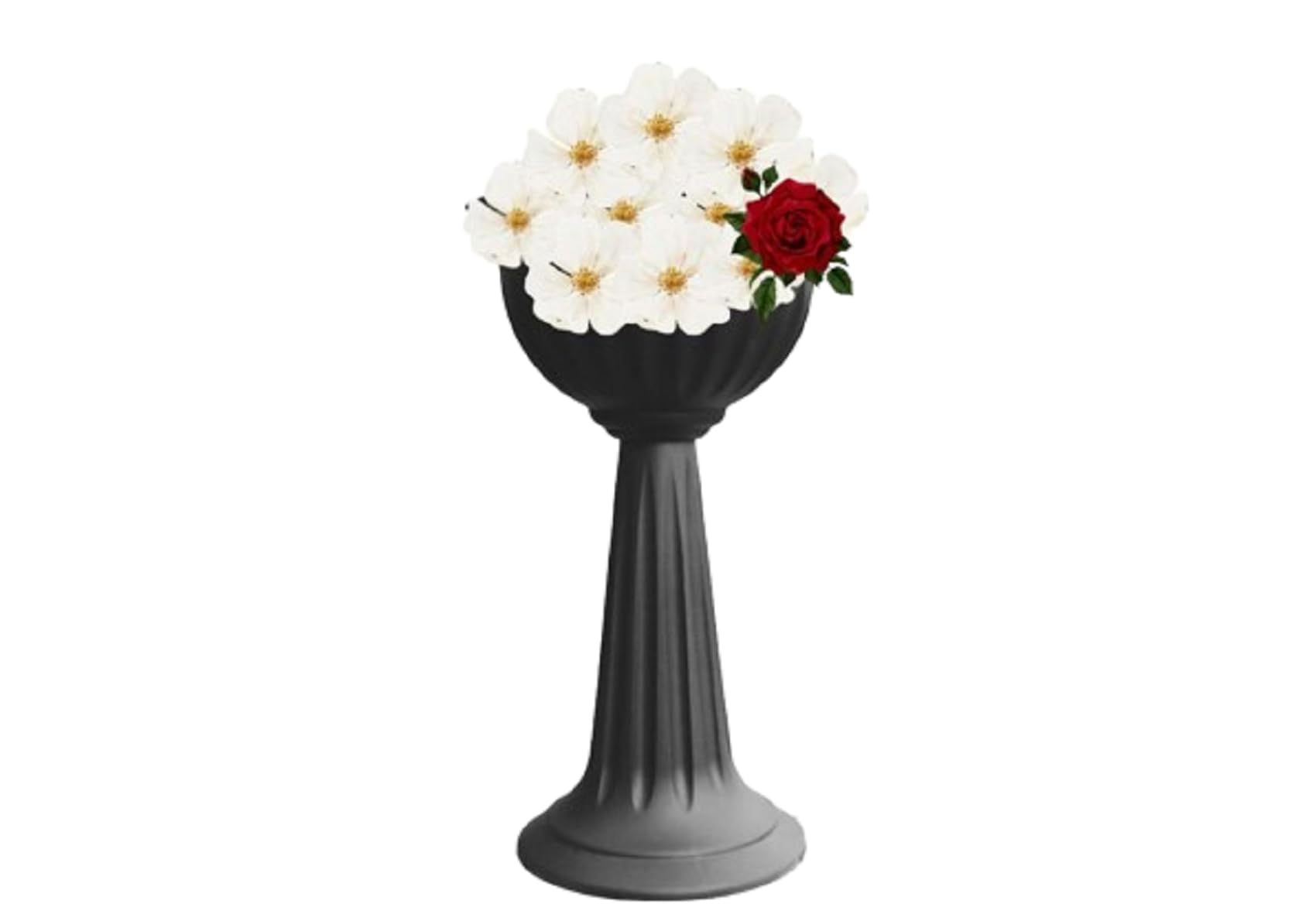 Kyy'z Sleek Black Large Urn Planter Plastic Plant Flower Pots Nursery Pot Large Barrel Tub Planters Outdoor Garden Strong Tall | No Drainage Holes Lightweight Sturdiness Weather Resistant | 75Cm (1, )