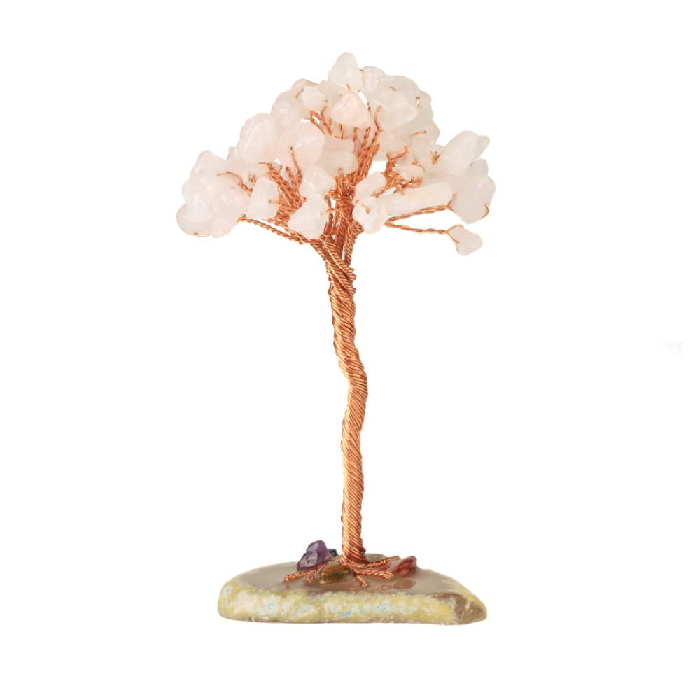 Arbre de vie en quartz rose naturel fait main pour une décoration élégante