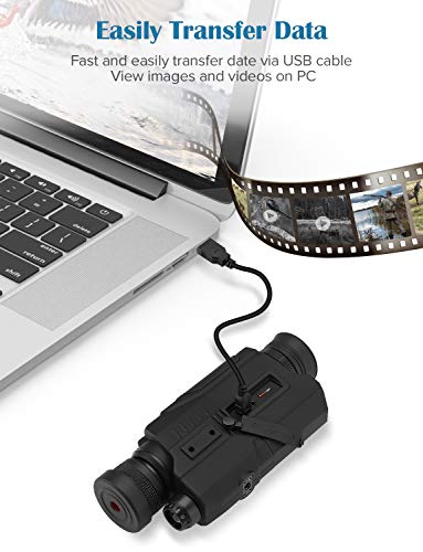 BOBLOV 16GB Night Vision Monocular, Digital Optics Scope Night Vision Infrared Monoculars, 5X Optical Zoom and up to 8X Digital Zoom for Day and Night with 16GB Card for Hunting Observe