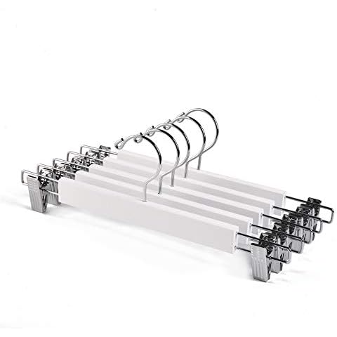 Better to U Wooden Pants Skirt Jeans Bottom Hanger with Adjustable Clips -20 PCS (White 35cm) Cover