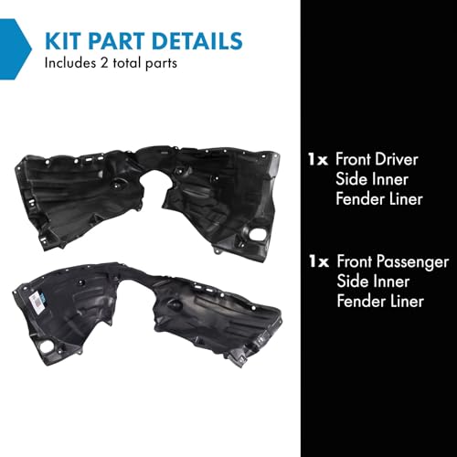 Image of TRQ Front Driver and Passenger Side Inner Fender Liner Set Compatible with 2018-2019 Toyota Camry XLE LE SE XSE L