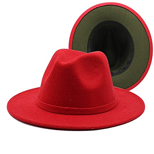 HHF Caps e sombreos lã feltro Jazz Fedora Hats Outer amarelo azul patchwork chapéu largo Brim Panamá Trilby Vintage Cap (cor: 7, tamanho: 59 61 cm)