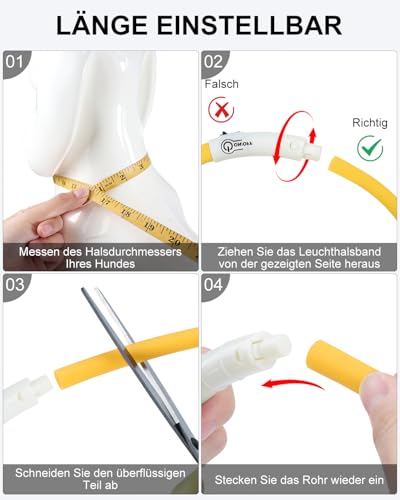 Joytale Leuchthalsband Hund USB Aufladbar Hundehalsband Leuchtend für Große Mittel Kleine Hunde und Welpe, Led Halsband mit 3 Modi für Sicherheit, Gelb
