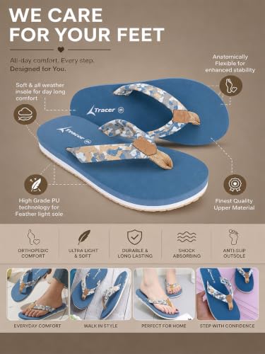 Image of TRACER Women's Casual Comfort Flip Flop Slippers | Lightweight Anti-Slip Everyday Wear | Soft Sole Stylish Daily Use Chappals for Girls & Ladies | Durable & Trendy Summer Footwear | 3 to 8 UK