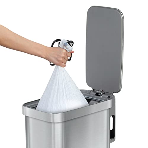 Glad Slim Trash Can With Clorox Odor Protection - Narrow Kitchen Garbage Bin With Soft Close Lid, Step On Foot Pedal And Waste Bag Roll Holder, All Stainless, 45 Liter #TOP6