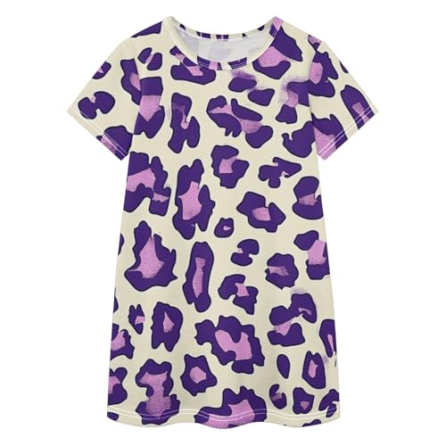 Vestido de leopardo morado para niñas ropa casual de verano tallas 2 a 8 años
