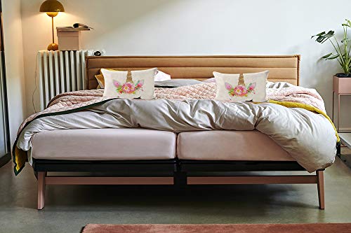 Swono Unicorn Throw Pillow Cover Funny Unicorn With Flower Wreath Cotton Linen Decorative Rectangular Pillowcase For Sofa And Bed Couch 12"X20" #TOP2