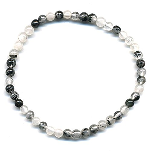 Natural & Books: pulsera cuarzo turmalina 4 mm, piedras naturales, lithotherapie: Vitalité – movilidad – Purification