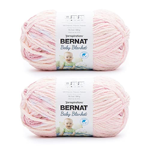 Image of Bernat Baby Blanket Raspb Kisse Yarn - 300g /10.5oz - Polyester - 6 Super Bulky - 220 Yards - Knitting /Crochet, 2 Pack, RASPBERRY KISSES