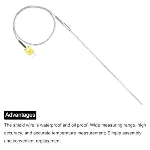 MECCANIXITY K Type Thermocouple with Plug, Meter Temperature Sensor Probe -50 to 1100°C(-58 to 2012°F) Stainless Steel, 2.5x450mm 3.3ft Wire by MECCANIXITY - Image 4