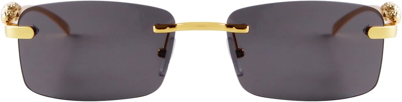 ADE WU Vintage Rimless Sunglasses Retro Luxury Gold Metal Frameless Rectangle Colored Lens Sun Glasses Gold/Dark Grey image 4 of 6 B09X9YN4ZL
