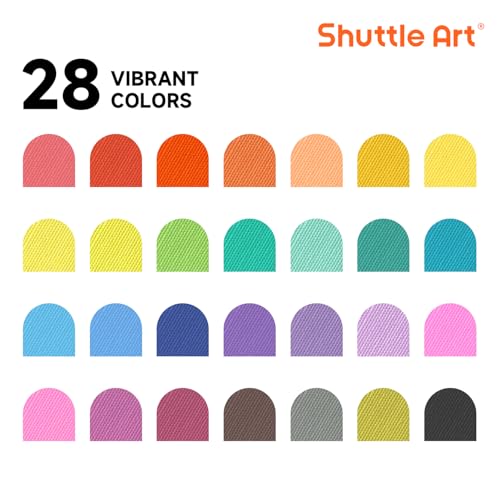 Image of Shuttle Art 28 Colors Fabric Markers, Permanent Markers for T-Shirts Clothes Sneakers Jeans with 11 Stencils 1 Sheet, Shirt Pens for Adult DIY Painting Writing