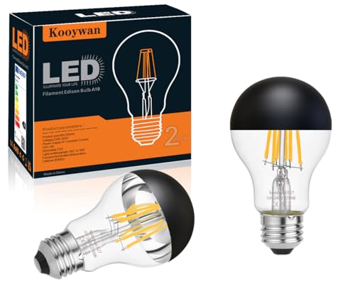KOOYWAN 6W E27 Lampada a LED specchio Nero opaco A19 bianco caldo dimmerabile 2PCS
