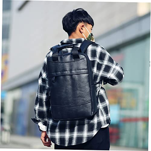 Sac à dos cuir PU noir pour étudiant et hommes en déplacements quotidiens