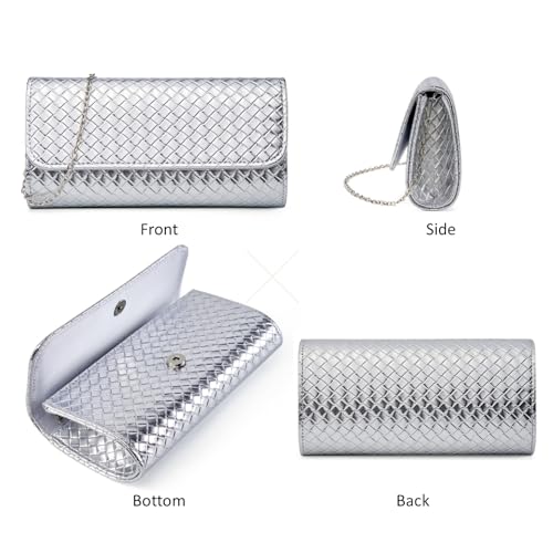 Image of DETARA Woven Evening Bag Clutch Purses for Women Fashion PU Leather Crossbody Purse for Wedding Party and Prom
