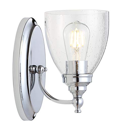 JONATHAN Y JYL7469B Marais 5.5" Metal/Glass LED Wall Sconce Traditional 2700K LED 4W Bulb Reversible Entryway Lobby Kitchen Bathroom Bedroom Living Room Hallway, Chrome