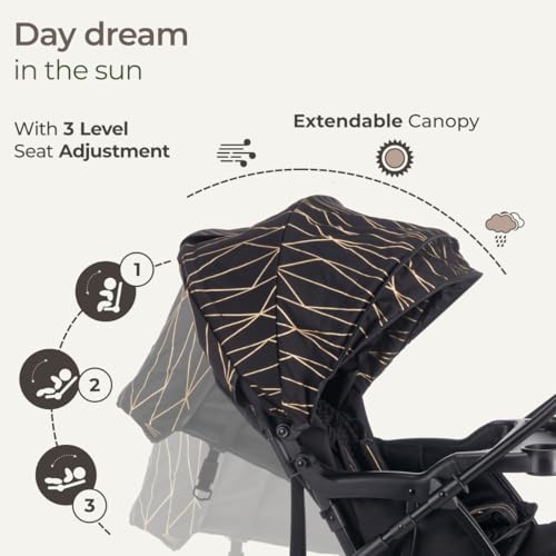 Image of Luvlap Sunshine Plus Stroller /Pram with Reversible Handlebar, 5 Point Harness, 3 Level Recline Adjustment, Compact and Easy Fold, for Newborn Baby /Kids, 0-3 Years (Black)