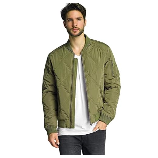 Urban Classics Herr Big Diamond Quilt Jacka Bomberjacka, Grön (Olive 176), S