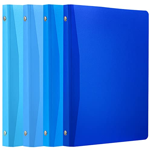 4 Packs 1 Inch Binder With Pocket 3 Ring Binder For School Blue Plastic Flexible Binder Round Ring School Binder Notebook Soft Cover Binder For Office Sheet Supplies #TOP7