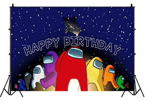 image for HEXEUM Among Us Happy Birthday Party Supplies Decoration Among Us Part