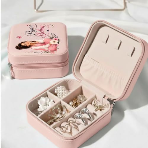 Image of P Arts Precious Art Gifts Best Sister Jewellery Organiser Box With Wooden Earring Pair,Greeting Card,Best Rakhi Gift For Sister,Rakshabandhan Combo Pack Set (Pyari Behen)