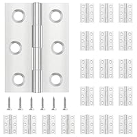 20 Stück Scharniere Klappbar 44mm × 31mm, Leryati Scharnier Edelstahl Klappbar Scharnierband Klein Türscharnier für Türen Fenster, Klavierband Scharnier mit 120 Stück Schrauben