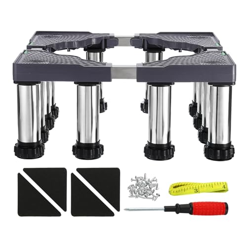 PATIKIL Mini Fridge Stand, 12 Strong Feet Laundry Stand Base Multi-Functional Adjustable Base Tray Anti-Vibration for Refrigerator Washing Machine Dryer AC, 9.4"-10.6" Height