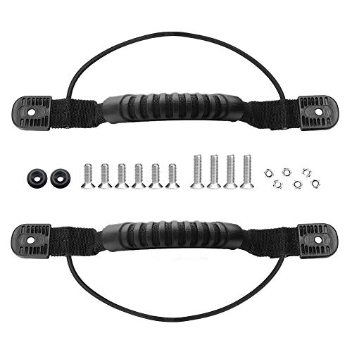 GEUNTECH 2Pcs Kayak Carry Handles with Hardware Kits for Kayak Canoe Boat Side Mount Carry Handles with Black Bungee (Contour Grip Handles)