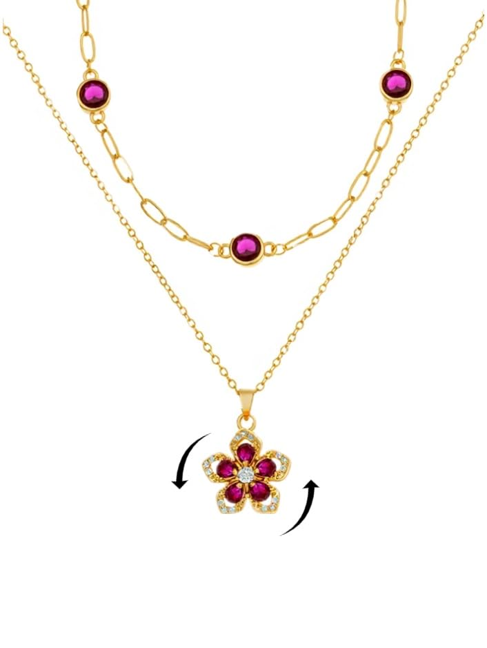 Natural Birthstone Layered Fidget Flower Necklace for Women