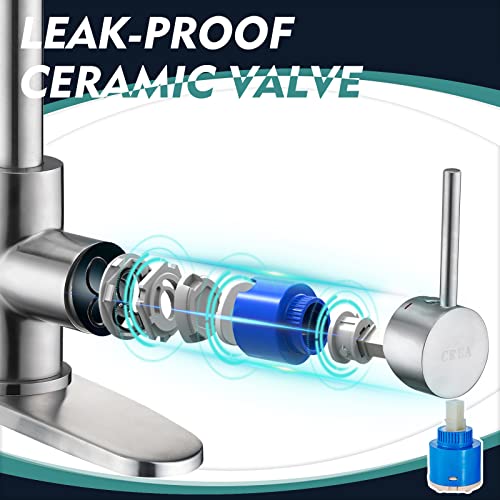 Crea Brushed Nickel Kitchen Sink Faucets With Pull-Out Sprayer Stainless Steel,Modern Single Handle Bathroom Hot And Cold Prep Faucet,Pull Down Spray Small Faucet For Rv Camper Outdoor Restroom #TOP6