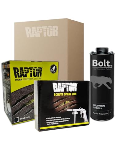DISPIVAL Pintura Raptor 2K Kit Negro 4 Lt + Pistola Std + Disolvente