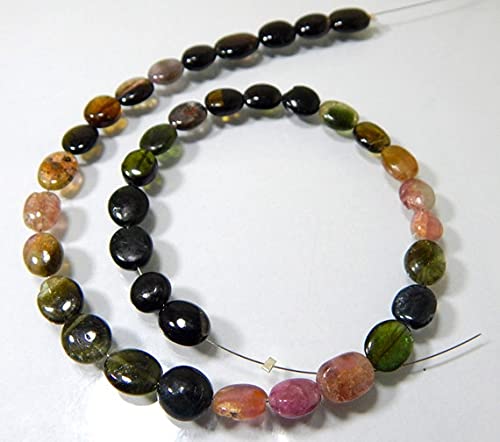 Perles tourmaline multicolore 8x9.5mm fil 13 pouces pour création bijoux DIY