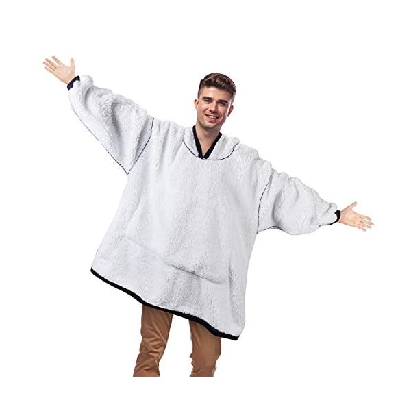 Catalonia Sherpa-Fleece-Decke mit Ärmeln und Tasche, tragbare Mikro-Plüsch, warme Ärmel, TV-Decke, Überwurf für… – Bild 8