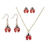 Winssigma Women's Animal Jewelry Set, Ladybug/Butterfly/Daisy/Bee/Dragonfly Necklace and Earring Jewelry Set(Ladybug)