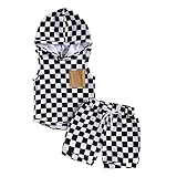 Toddler Baby Boy Summer Clothes Sleeveless Checkerboard Plaid Hoodie Tank Tops+Casual Shorts Set Cut