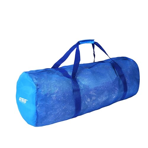 GSE Heavy-Duty Large Mesh Sports Duffle Bag with Zipper, 1-Pack, Blue