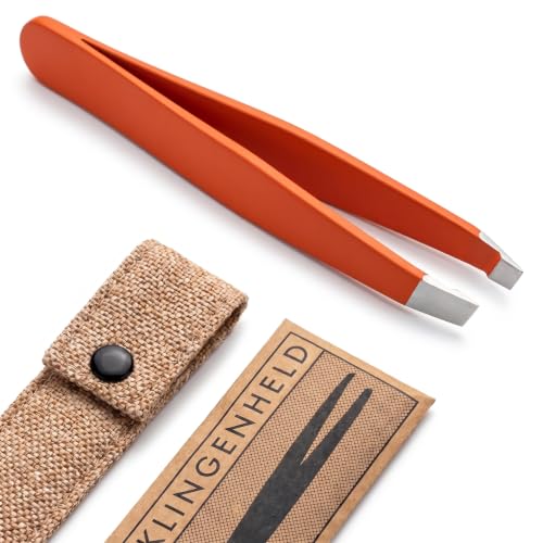 KLINGENHELD® Haargenaue Pinzette - greift jedes Haar beim 1. Versuch ohne durchrutschen - Pinzette Augenbrauen Zupfen handgeschliffen… – Ansicht 1