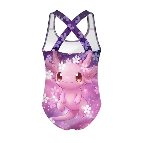 Girls One Piece Swimsuits Axolotl Cross Back Swimwear Beach Summer Quick Dry Beach Bathing Suit2