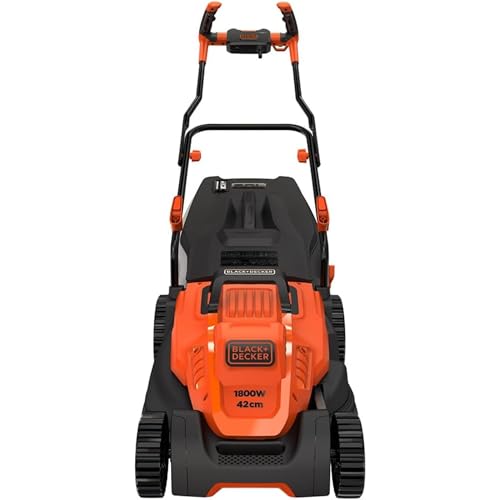 Image of BLACK+DECKER BEMW481BH-QS 1800W Corded Lawn Mower, 42cm Cutting Width, 6 Adjustable Heights 20, 30, 40, 50, 60 & 70 mm, Easy Steer 3-Position Handle, 17 CM Cord Length